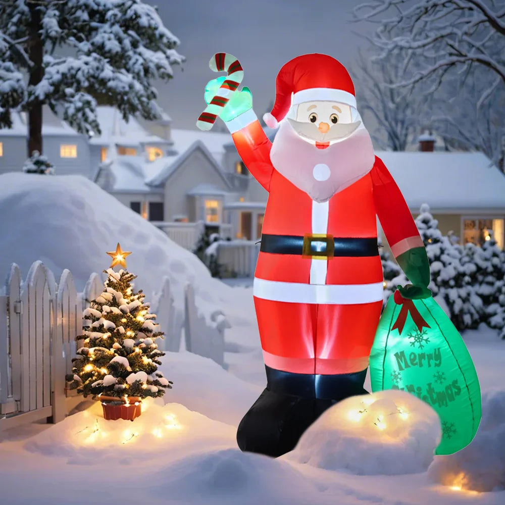 2025 Christmas inflatables Santa 240cm Glowing Santa Claus with LED Outdoor Home Cafe Decoration Party Garden Xmas Decor