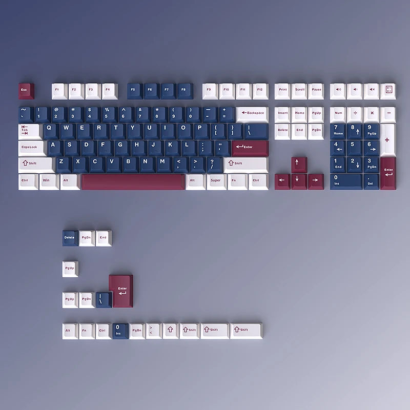 USLION 126 Keys Keycaps Three Color Mix Theme Cherry Profile English PBT Key Caps Set for Mechanical Keyboard