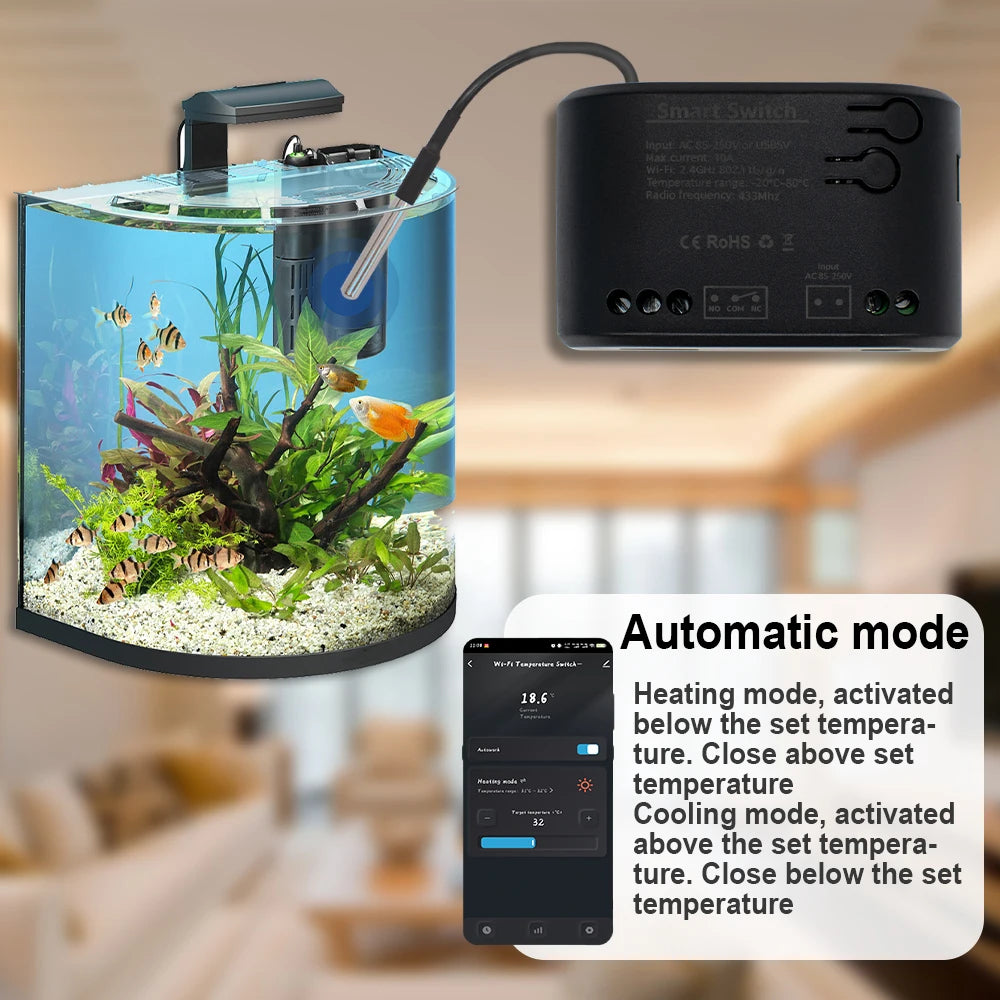 Smart Temperature Switch Tuya WiFi Smart Life Control 1 Gang 85-250V Monitoring Thermostat Passive Dry Contact Relay Match Alexa