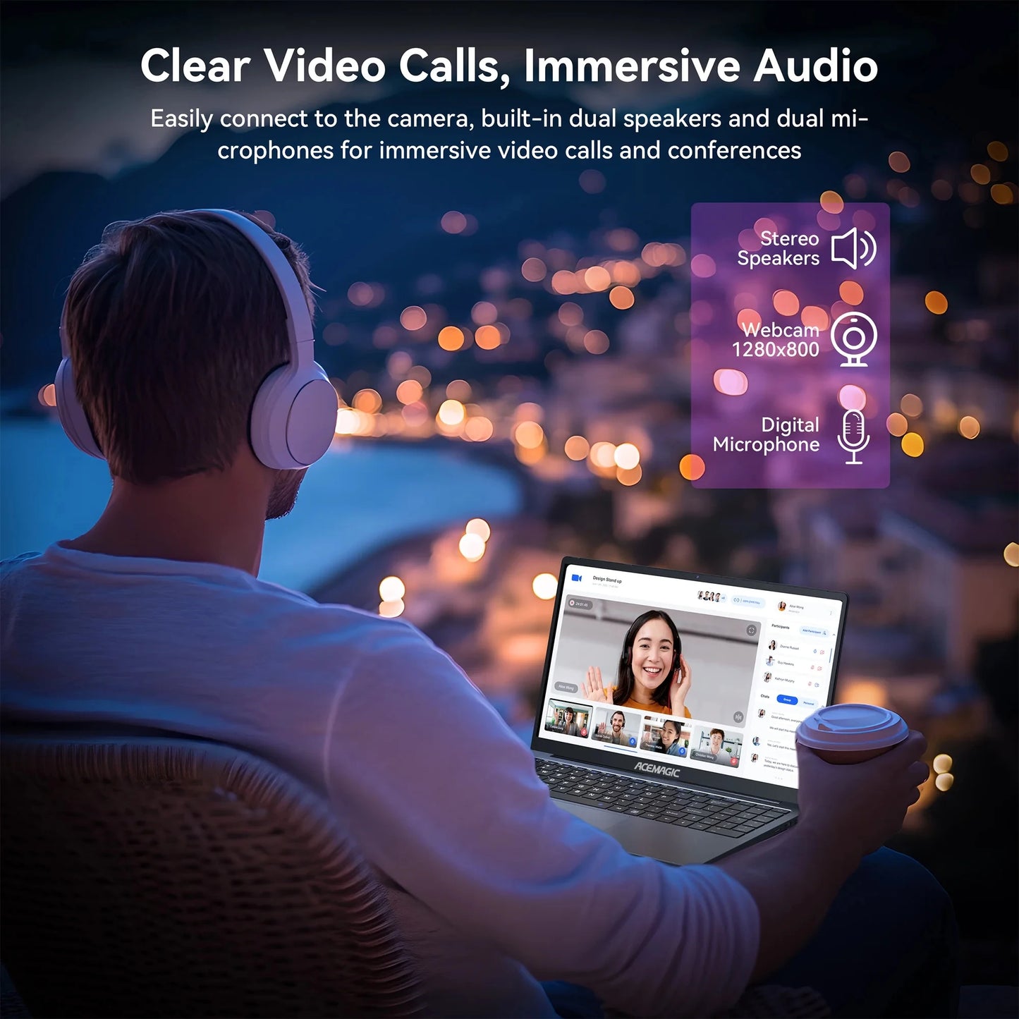 ACEMAGIC Laptop 16inch FHD Laptop Intel Alder Lake N97 16GB RAM 512GB SSD Windows 11 Pro Notebook 180° Flip Computer Wifi6 BT5.2