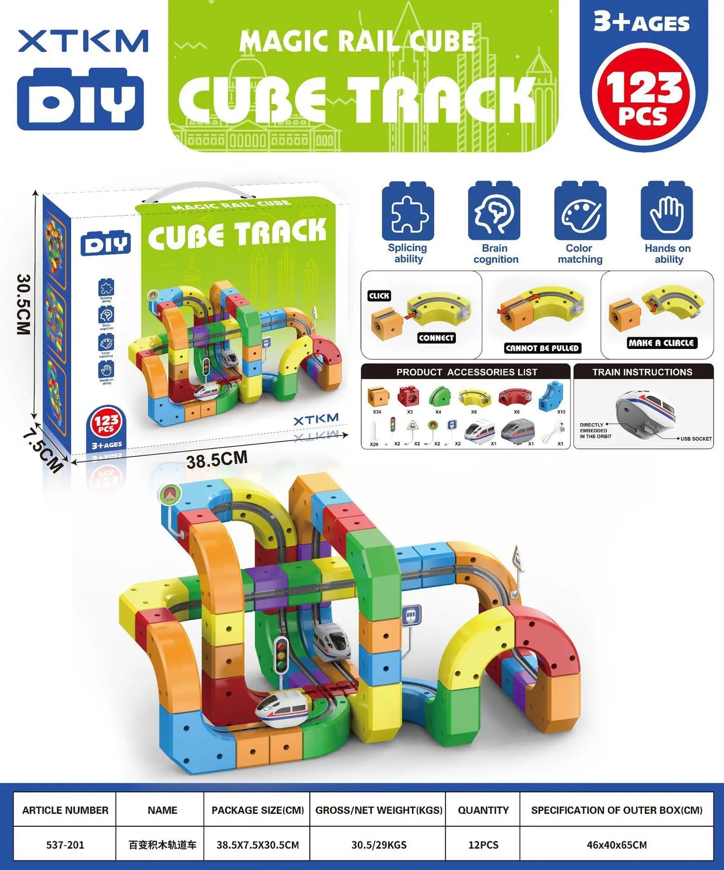 Electric Magnetic Track Set with Anti-Gravity Vehicles - 100+ Pieces STEM Building Toys, Creative DIY Railway for Kids Gift Toy