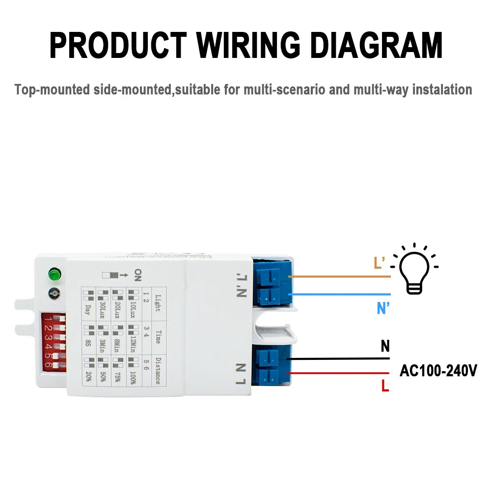 5.8GHz Microwave Doppler Radar Sensor Switch AC 220V-240V Motion Sensor Module High Sensitivity Body Induction Detector Sensor