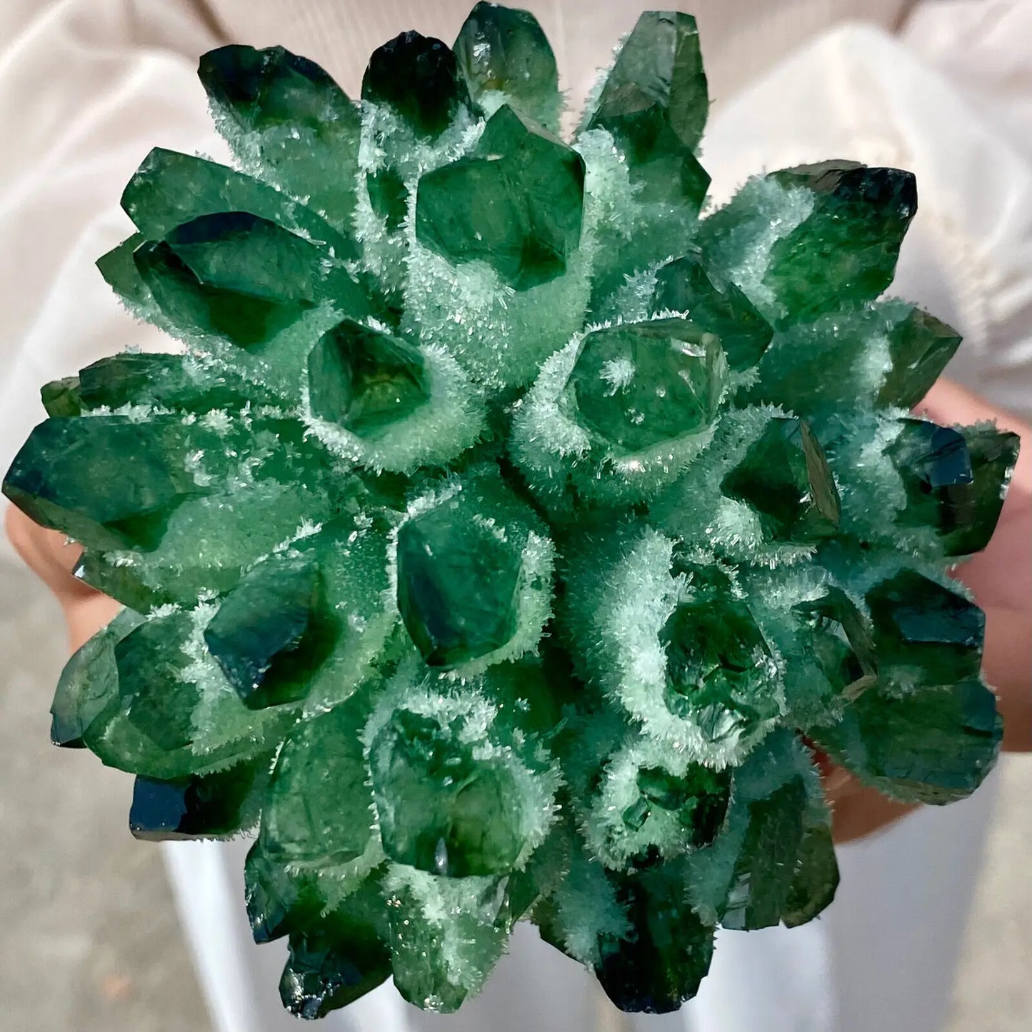 New Find green Phantom Quartz Crystal Cluster Mineral Specimen Healing