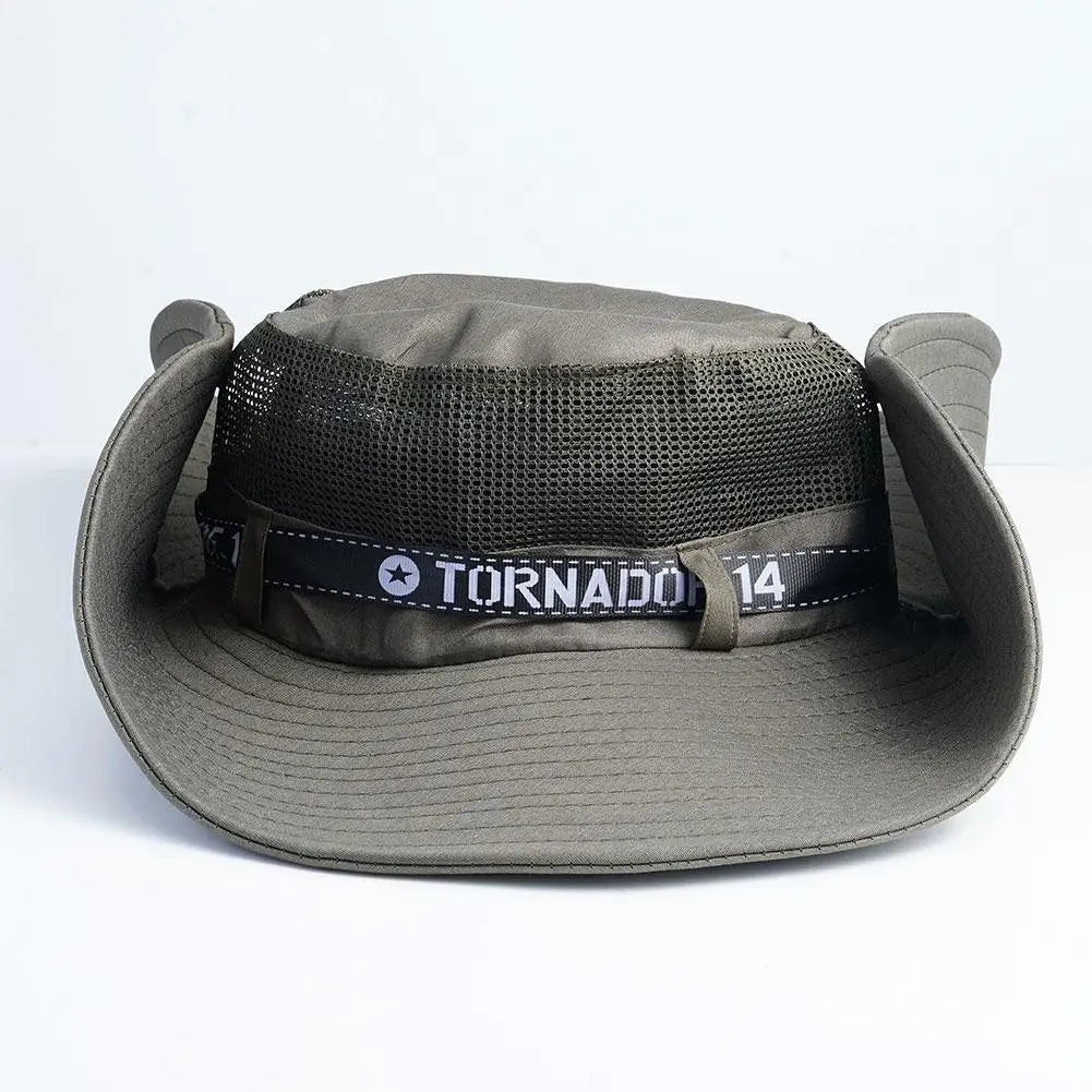 New Summer 15CM Large Brim Sun Hat Men Breathable Fishing Caps Sun UV Protection Mesh Fisherman Hat Hiking Outdoor Beach Cap