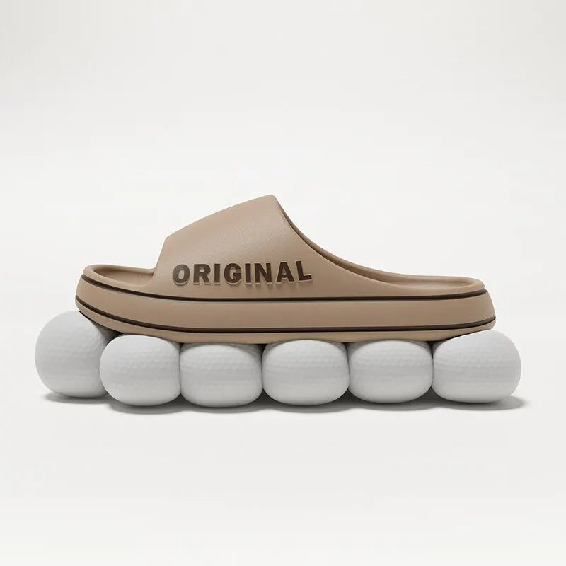 Feslishoet Letter Beach Slides Solid Color Women/Men Thick Sole Indoor Bathroom Anti Slip Sandals