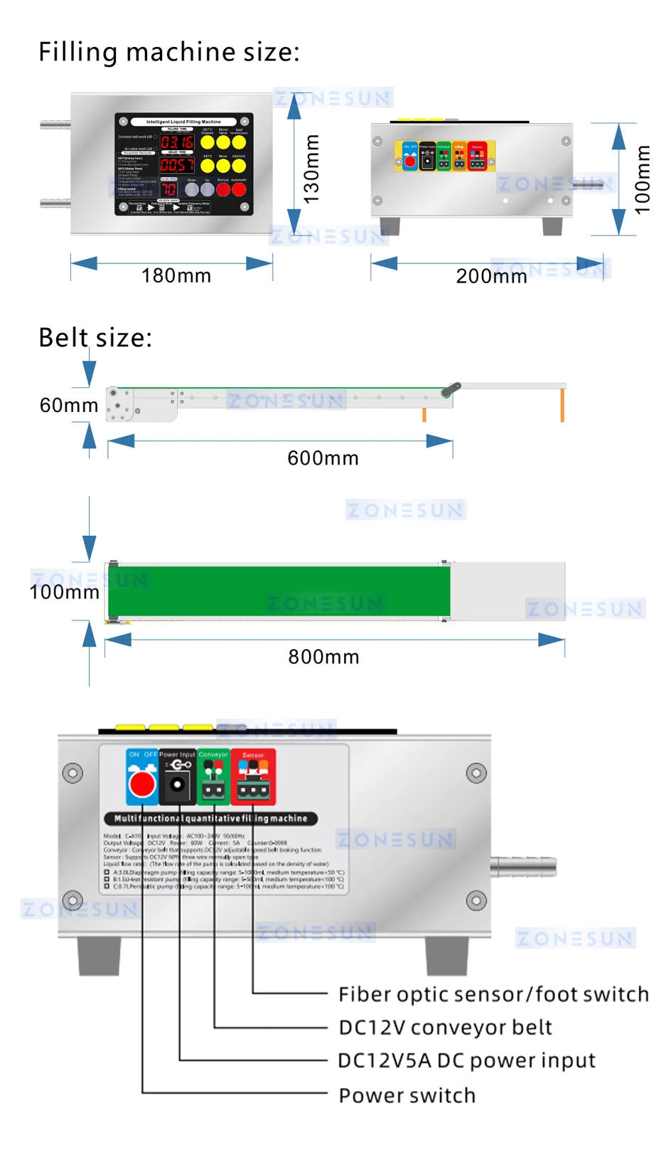 ZONESUN Automatic Single Head Liquid Filling Machine With Conveyor Perfume Oil Bottle Water filler ZS-DPYT1500 / ZS-DPYT3000