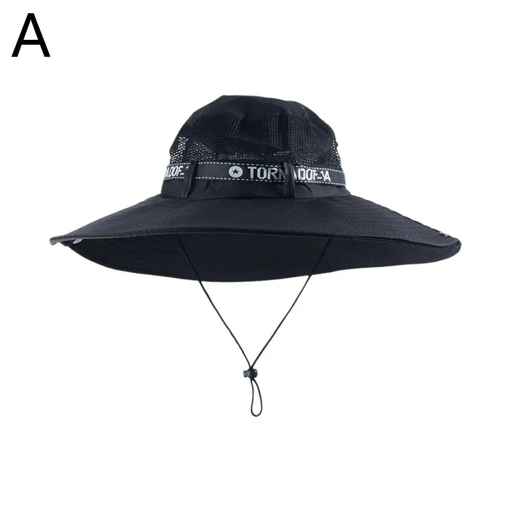 New Summer 15CM Large Brim Sun Hat Men Breathable Fishing Caps Sun UV Protection Mesh Fisherman Hat Hiking Outdoor Beach Cap