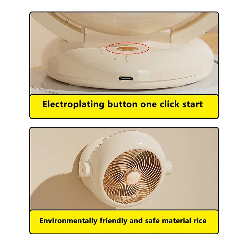 Mini Portable Fan Desktop Electric Fan Rotation Adjustable Angle Quiet Rechargeable Wireless Fan For Room Home Office Camping