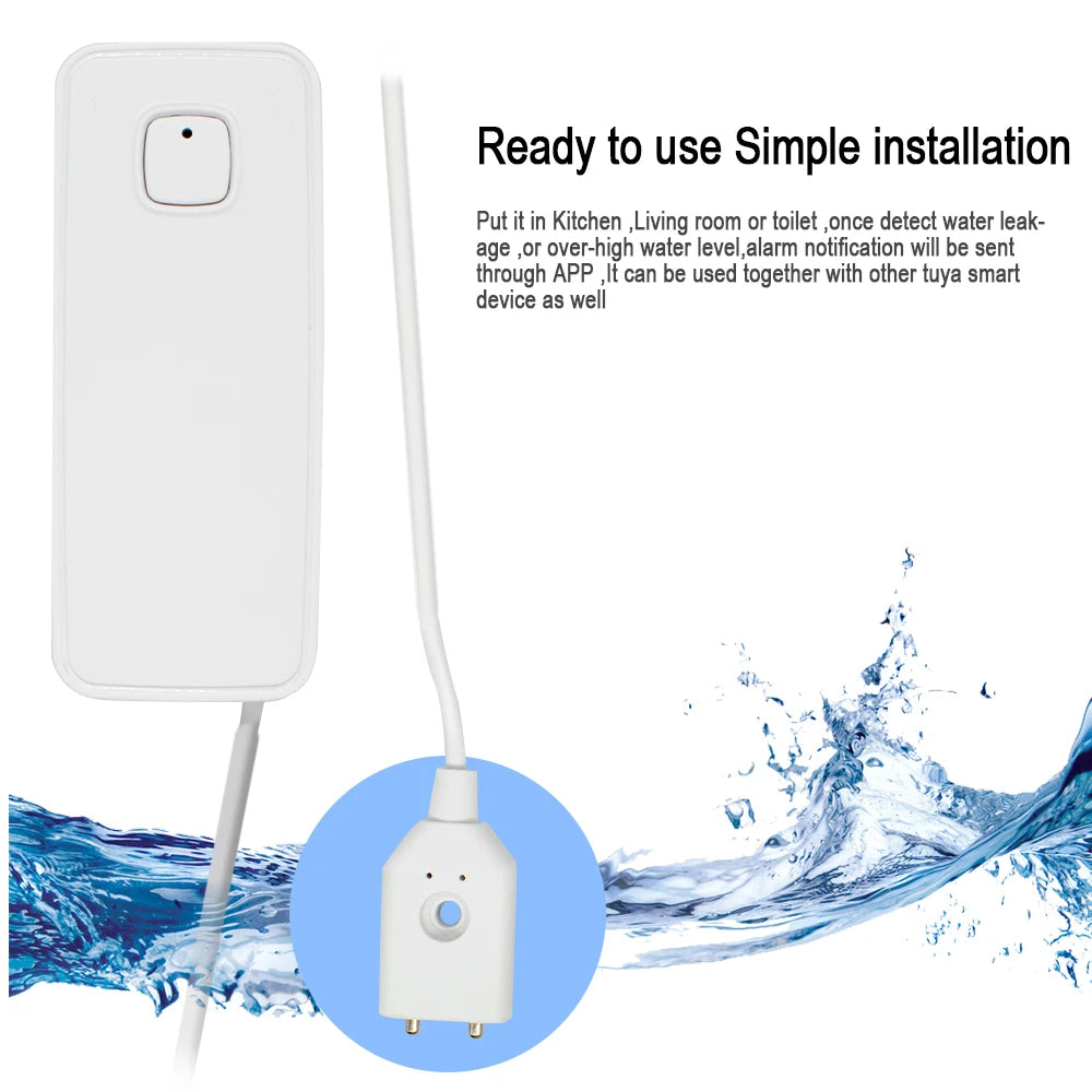 WiFi Tuya Smart Water Leakage Detector Sensor APP Remote Monitor 80dB Sound Alarm System Flood Home Security Safety Smartlife