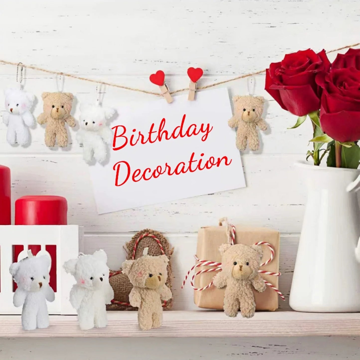 10Pcs/lot Plush Teddy Bears Toys 12cm Cute Animal Stuffed Dolls Kawaii Girl Blush Bear Keychain Christmas Birthday Party Gifts