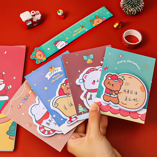 4Pcs/Lot Cute Christmas Sticky Notes Christmas Snowmen Bear Gifts Message Notes Decorations Stickers Kids School Office Supplies