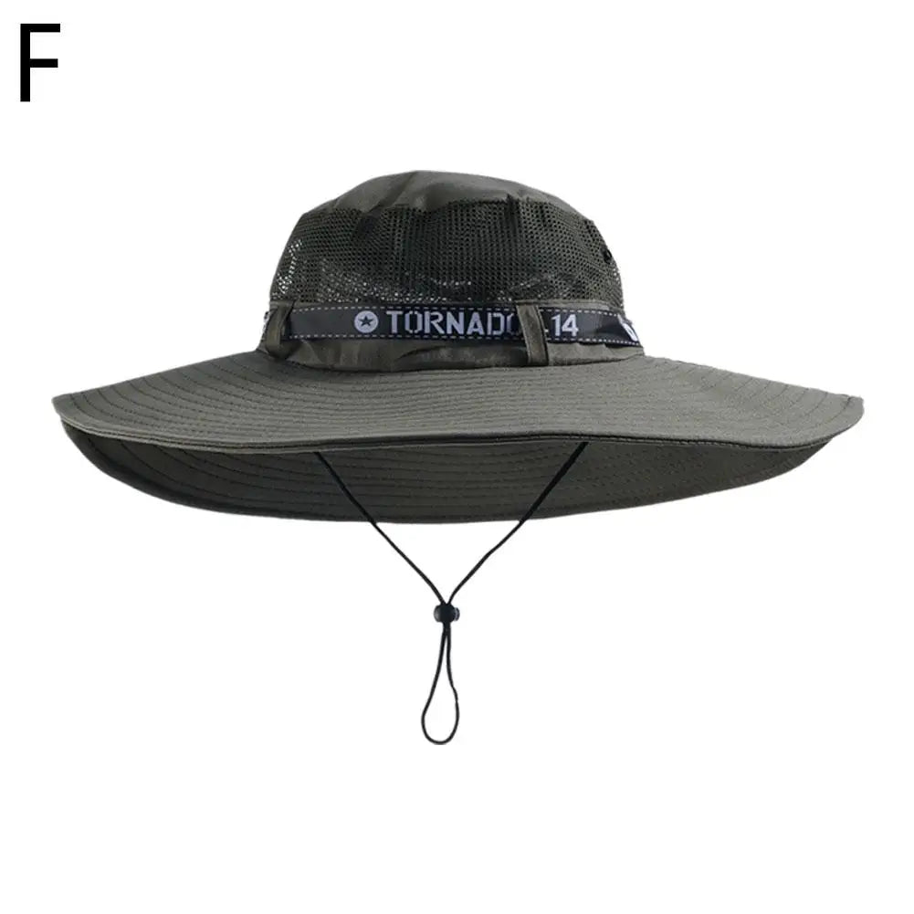 New Summer 15CM Large Brim Sun Hat Men Breathable Fishing Caps Sun UV Protection Mesh Fisherman Hat Hiking Outdoor Beach Cap