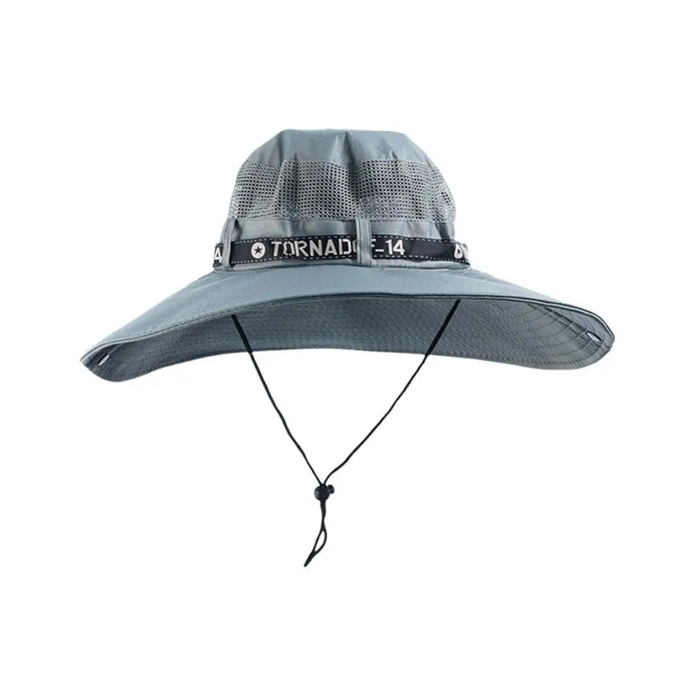 New Summer 15CM Large Brim Sun Hat Men Breathable Fishing Caps Sun UV Protection Mesh Fisherman Hat Hiking Outdoor Beach Cap