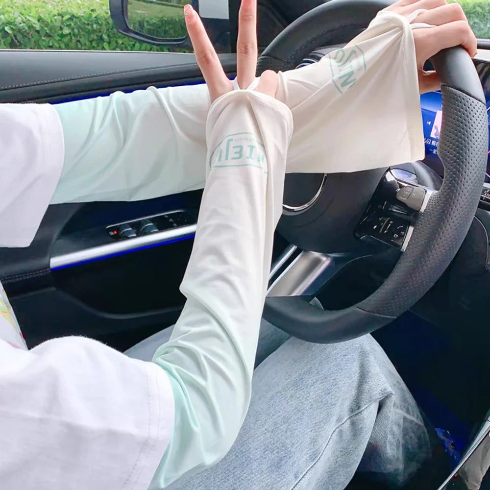 Loose Cycling Arm Sleeves Ice Fabric  UV Protection Sunscreen Running Sleeve Outdoor Sport Cycling Arm Warmers Men Women YZL05