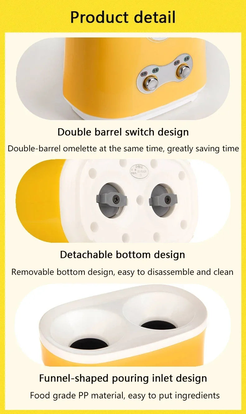 Automatic Rising Electric Egg Roll Maker Cup Breakfast Single/Double Omelette Master Fried Eggs Sausage Roller Boiler Machine EU