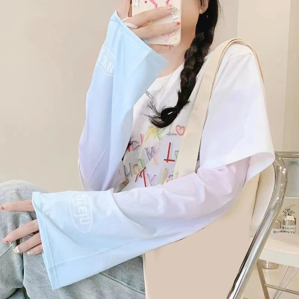 Loose Cycling Arm Sleeves Ice Fabric  UV Protection Sunscreen Running Sleeve Outdoor Sport Cycling Arm Warmers Men Women YZL05