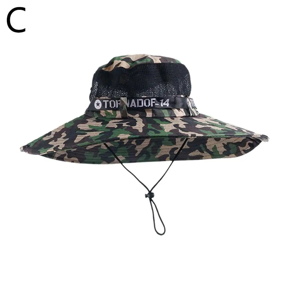 New Summer 15CM Large Brim Sun Hat Men Breathable Fishing Caps Sun UV Protection Mesh Fisherman Hat Hiking Outdoor Beach Cap