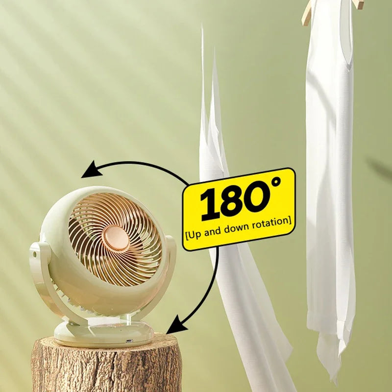 Mini Portable Fan Desktop Electric Fan Rotation Adjustable Angle Quiet Rechargeable Wireless Fan For Room Home Office Camping