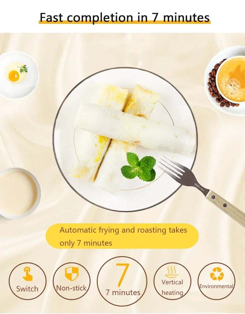 Automatic Rising Electric Egg Roll Maker Cup Breakfast Single/Double Omelette Master Fried Eggs Sausage Roller Boiler Machine EU