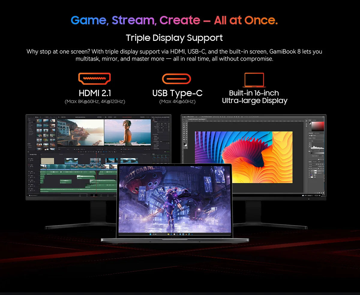 BLACKVIEW ‎GamiBook 8 AMD R7 7735HS 16" 16GB DDR5 512GB SSD 5000MAH Laptop  Windows 11 Pro 1920*1200  Backlit Keyboard 120Hz