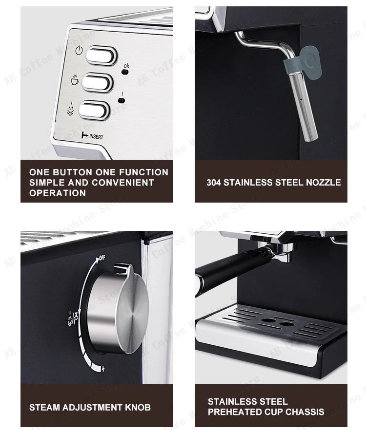 US standard 110V coffee machine High pressure extraction Italian semi-automatic espresso machine Portable home coffee machine