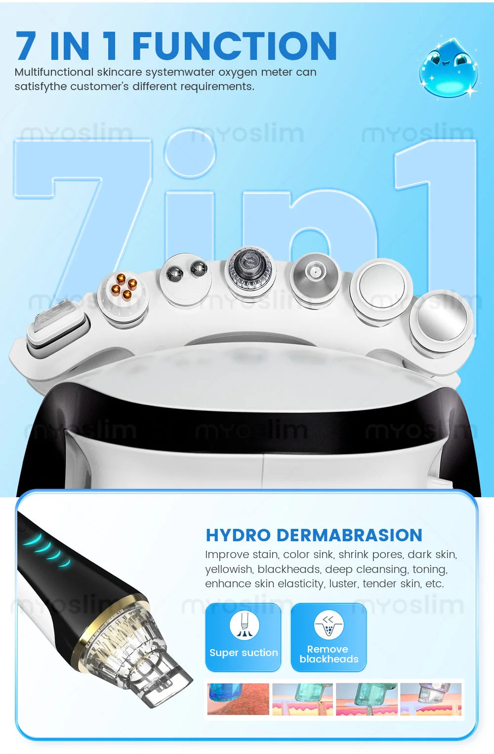 New Arrival 7 in 1 Hydro Dermabrasion Hydra Machine for Facial Aqua Peel Microdermabrasion Machine Skin Rejuvenation