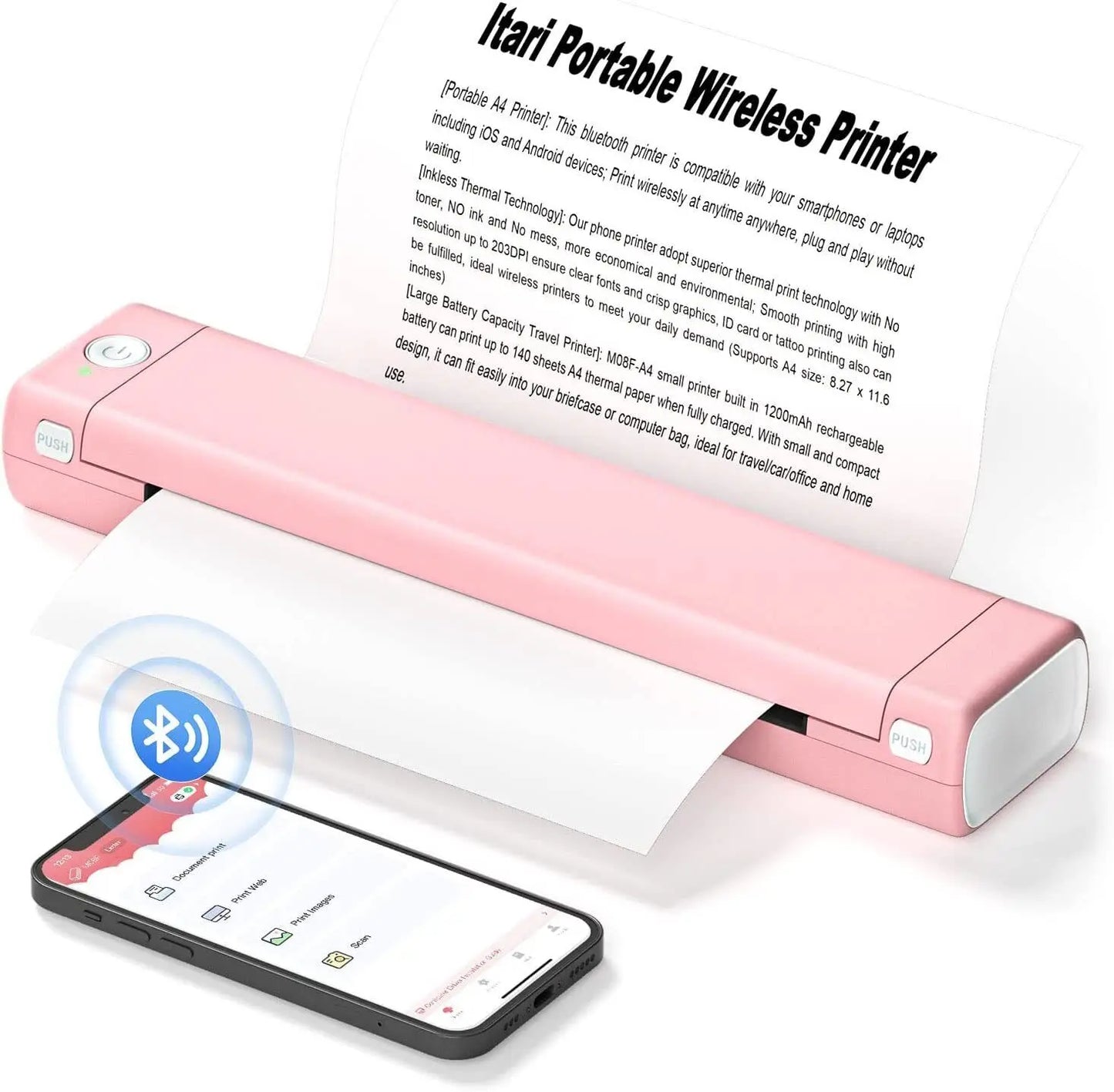 Phomemo M08F A4 Portable Thermal Printer Supports A4 Thermal Paper PJ-722 PJ-763 Wireless Thermal Compact Printer