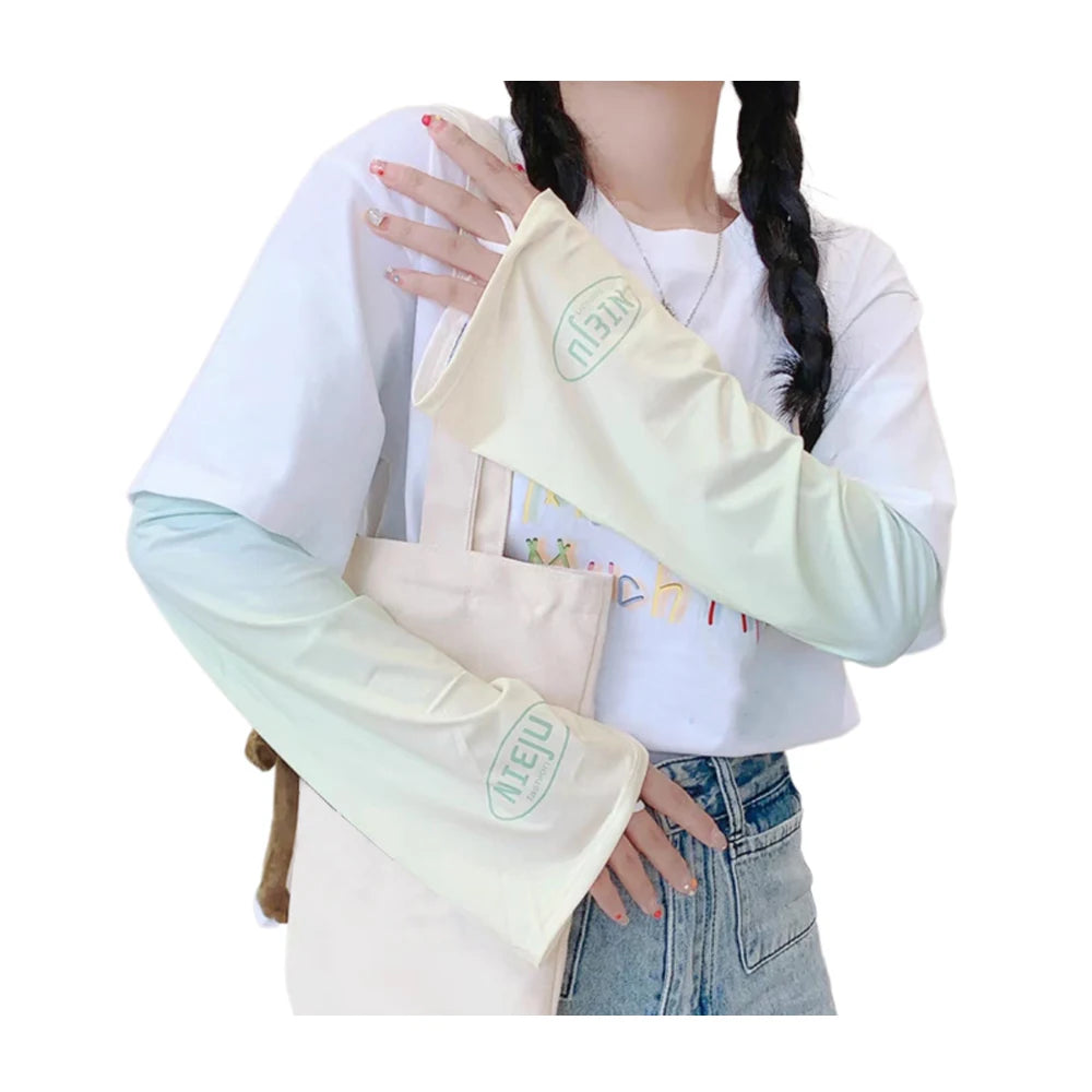 Loose Cycling Arm Sleeves Ice Fabric  UV Protection Sunscreen Running Sleeve Outdoor Sport Cycling Arm Warmers Men Women YZL05