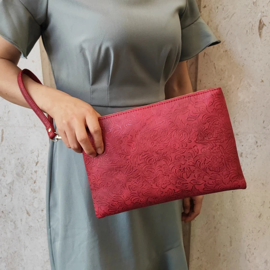 Vintage Relief patterned women Clutches phone envelope clutch purse PU leather Lady Handbag wallet bolsa feminina