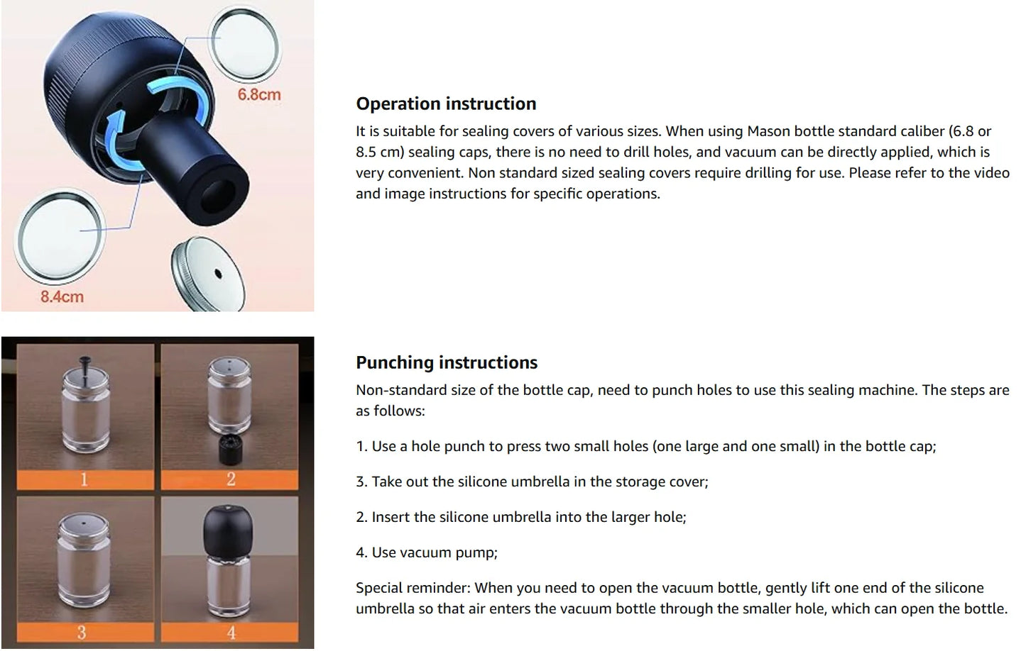 Electric Automatic Kitchen Mini Mason Jar Vacuum Sealer Kit - Pump Machine with Lids Food Preservation Jar Sealer Set