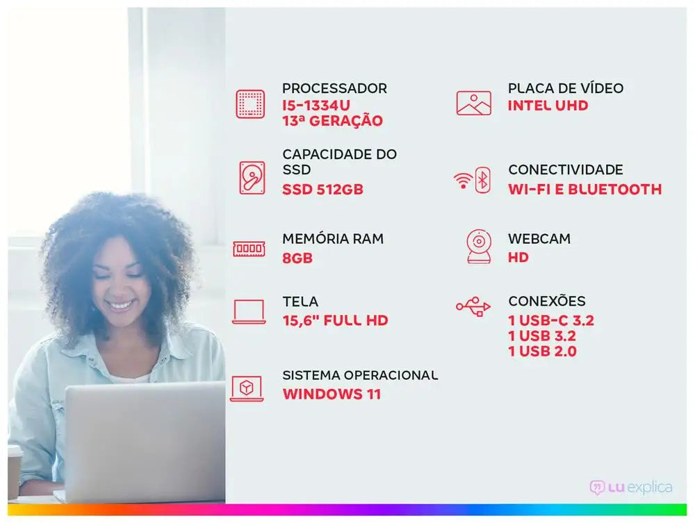 Notebook Dell Inspiron 15 I15-I1300-A30P Intel Core i5 8GB RAM 512GB SSD 15.6 Full HD Windows 11 210-BNGC