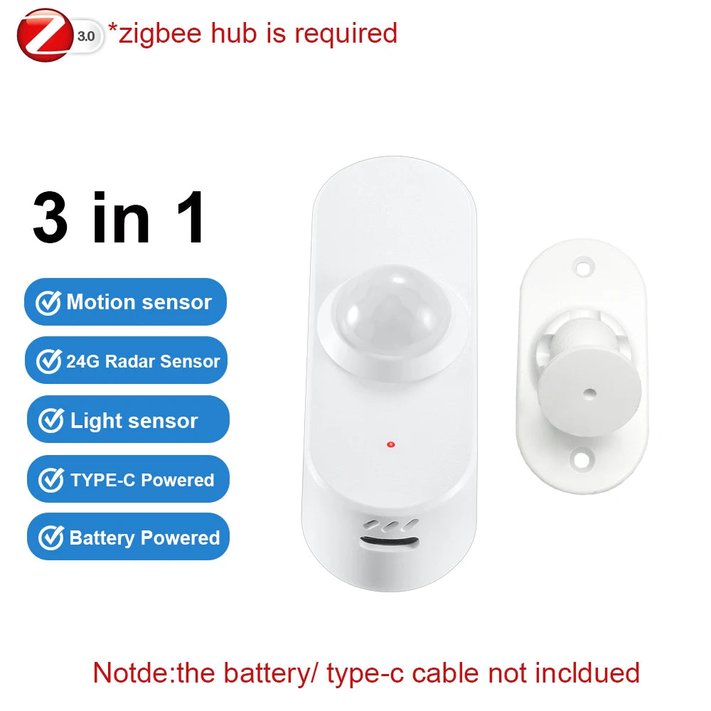 Smart Zigbee Human Presence Sensor 24G Mmwave Radar Motion Light Detector Smart Home Optional Temperature And Humidity Detection