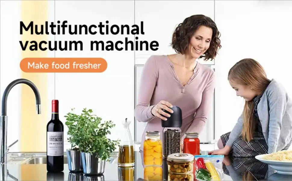 Electric Automatic Kitchen Mini Mason Jar Vacuum Sealer Kit - Pump Machine with Lids Food Preservation Jar Sealer Set