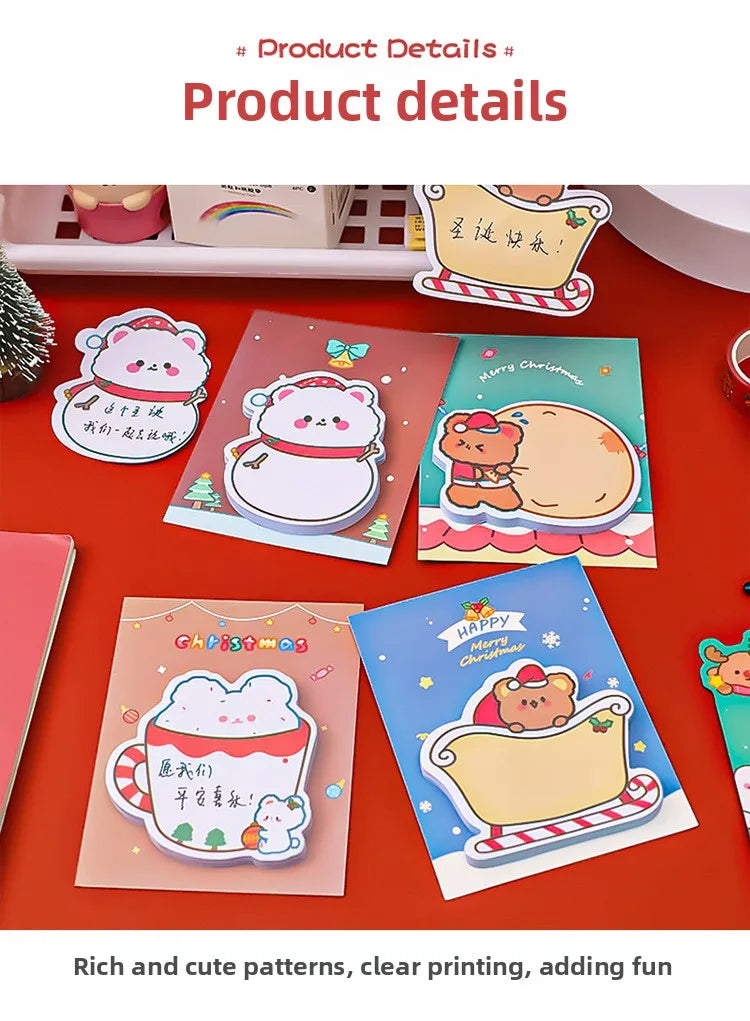 4Pcs/Lot Cute Christmas Sticky Notes Christmas Snowmen Bear Gifts Message Notes Decorations Stickers Kids School Office Supplies