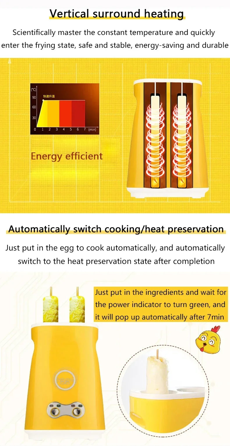 Automatic Rising Electric Egg Roll Maker Cup Breakfast Single/Double Omelette Master Fried Eggs Sausage Roller Boiler Machine EU