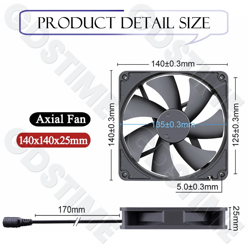 Gdstime CPU Cooler 12V 80MM Fan 120MM DIY Server High Speed Fan for Desktop Computer Case Cooling 220V Power Adjustable Speed