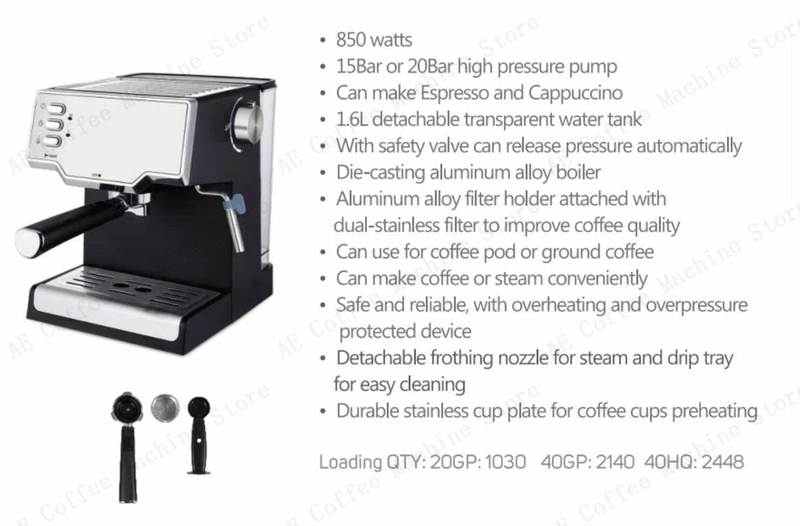 US standard 110V coffee machine High pressure extraction Italian semi-automatic espresso machine Portable home coffee machine