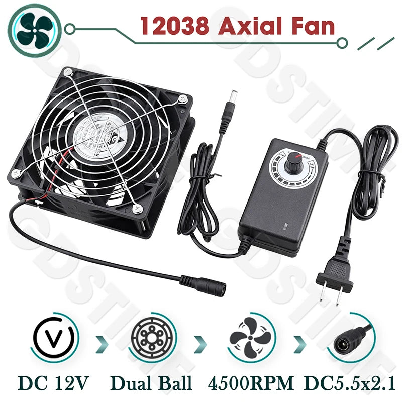 Gdstime CPU Cooler 12V 80MM Fan 120MM DIY Server High Speed Fan for Desktop Computer Case Cooling 220V Power Adjustable Speed