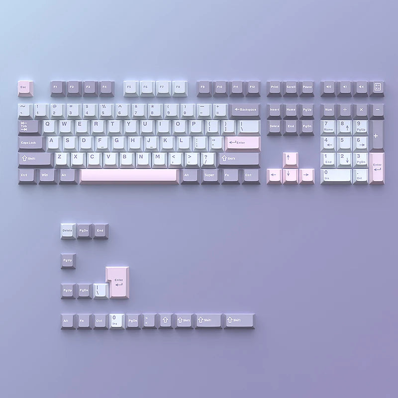 USLION 126 Keys Keycaps Three Color Mix Theme Cherry Profile English PBT Key Caps Set for Mechanical Keyboard