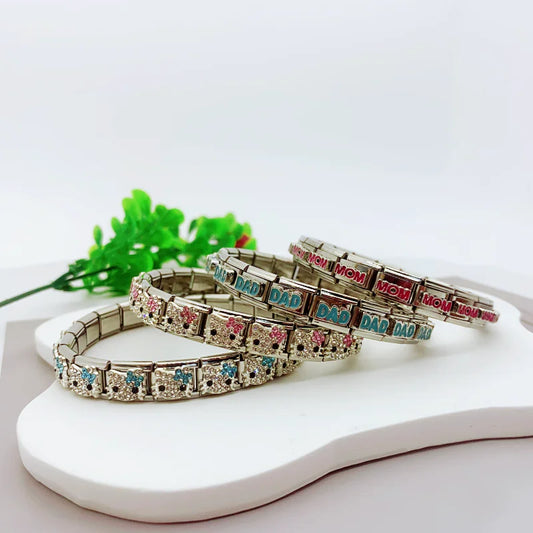 New Fashion Colorful Love Gemstone Style Italian Charm Fit 9mm Link Stainless Steel Bracelet Module DIY Women Men Jewelry Making