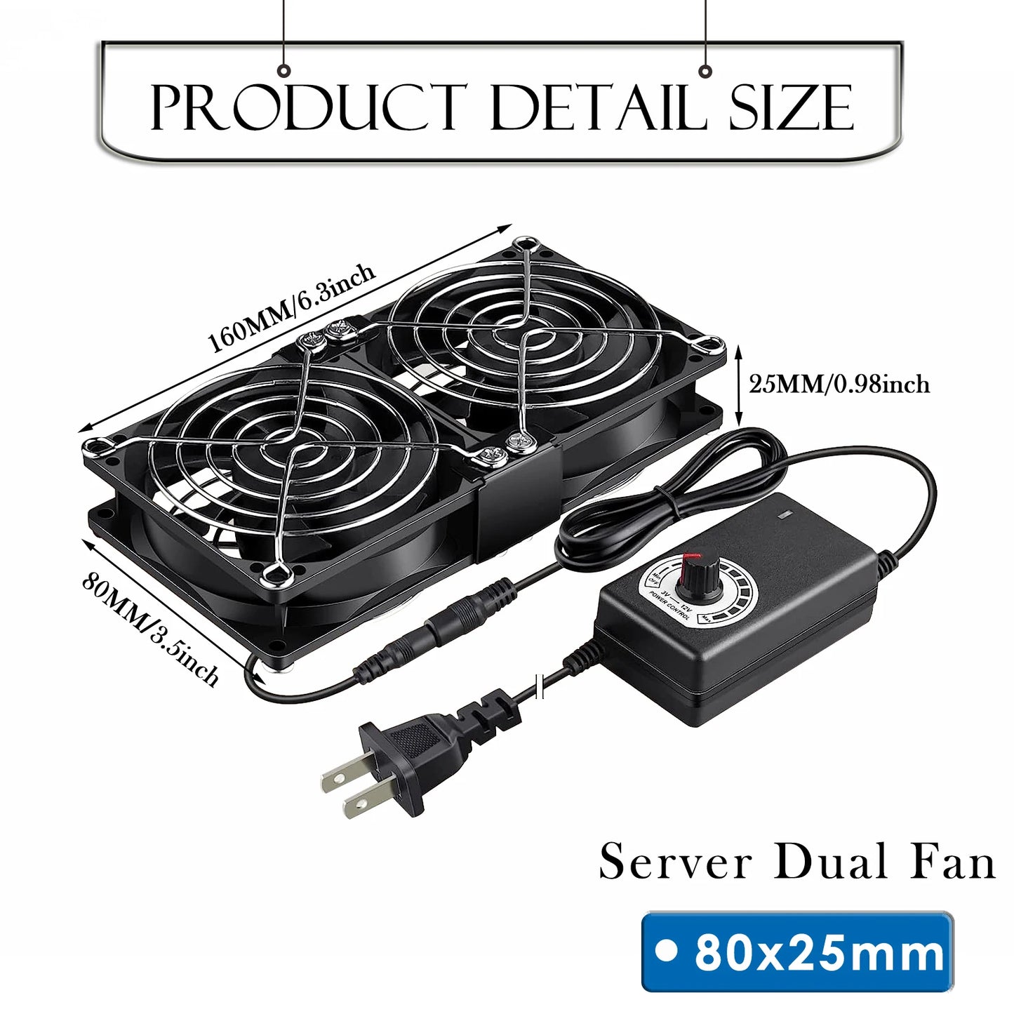 GDSTIME 80mm Server Fan DC 12V 220V Btc Mining Machine Chassis Workstation Cabinet Radiator 8025 Dual Ball PC Computer Case Fan