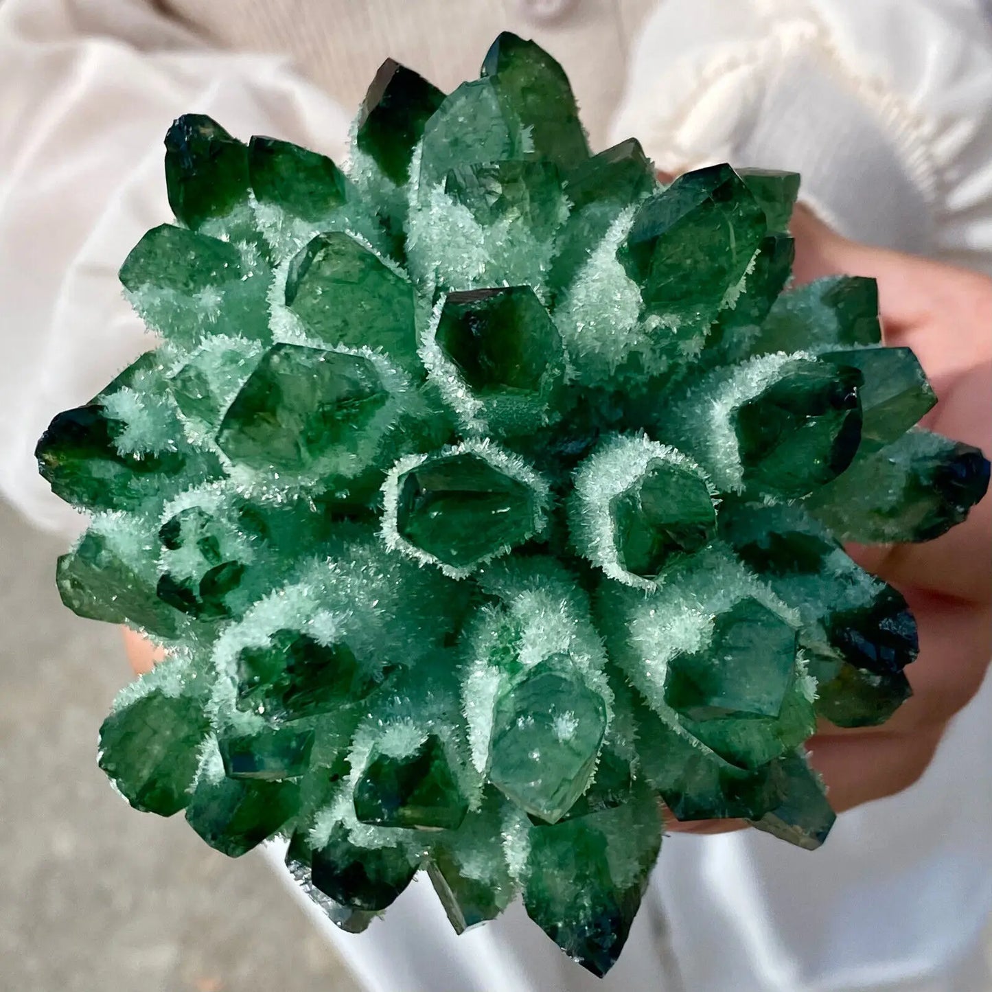 New Find green Phantom Quartz Crystal Cluster Mineral Specimen Healing