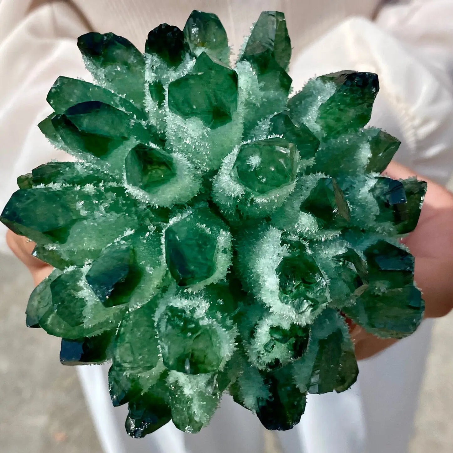 New Find green Phantom Quartz Crystal Cluster Mineral Specimen Healing
