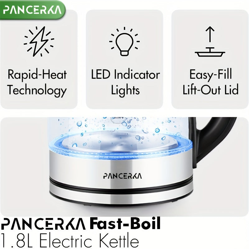 2L Rapid Boil Electric Kettle - Large Capacity, 1100W Fast Heating, Easy Cleaning, Boil-Dry Protection, Stainless Steel Filter, BPA Free, Auto Shut Off - Perfect Hot Water Boiler for Coffee and Tea Maker, Black